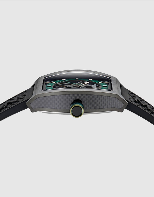 Aston Martin - TRG IP Gunmetal Titanium Case Podium Green Dial Black Silicone Strap Watch