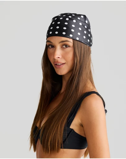 Vacay Swimwear - Havana Head Scarf Black Polka