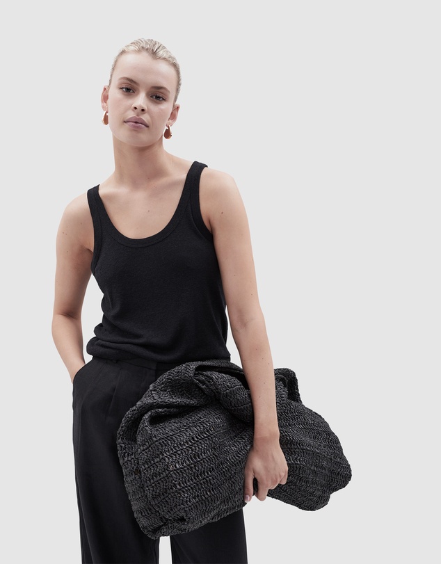 UNISON - Linen Blend Scoop Neck Tank