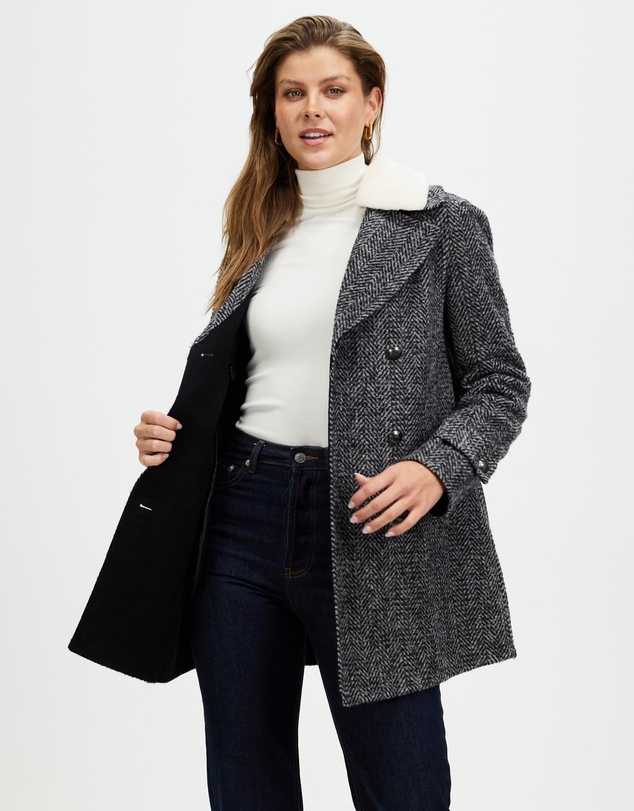 Belle & Bloom - Liberty Sherpa Collar Wool Blend Coat