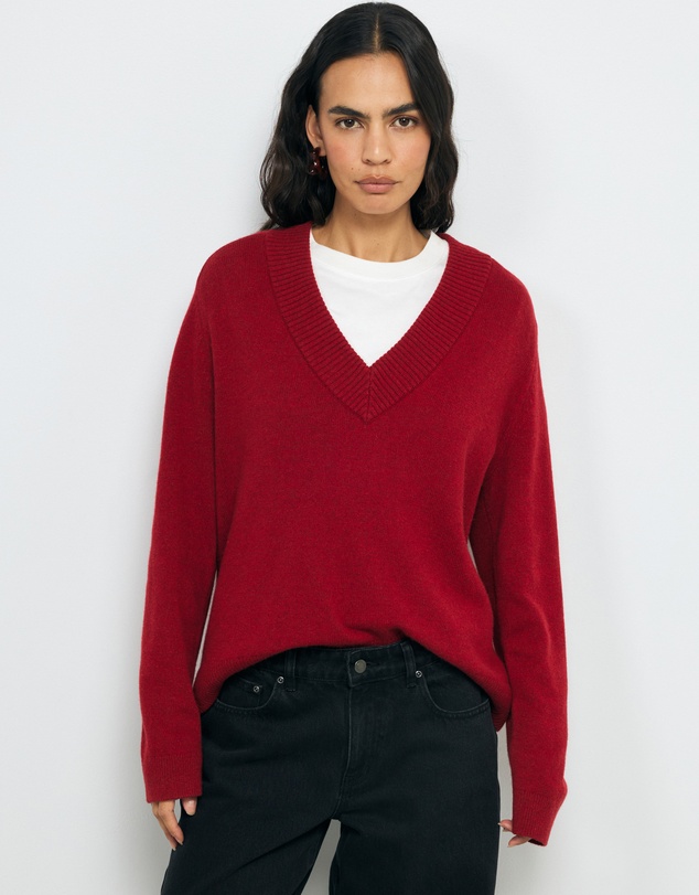AERE - Nelu Merino Wool Blend V Neck Knit Jumper
