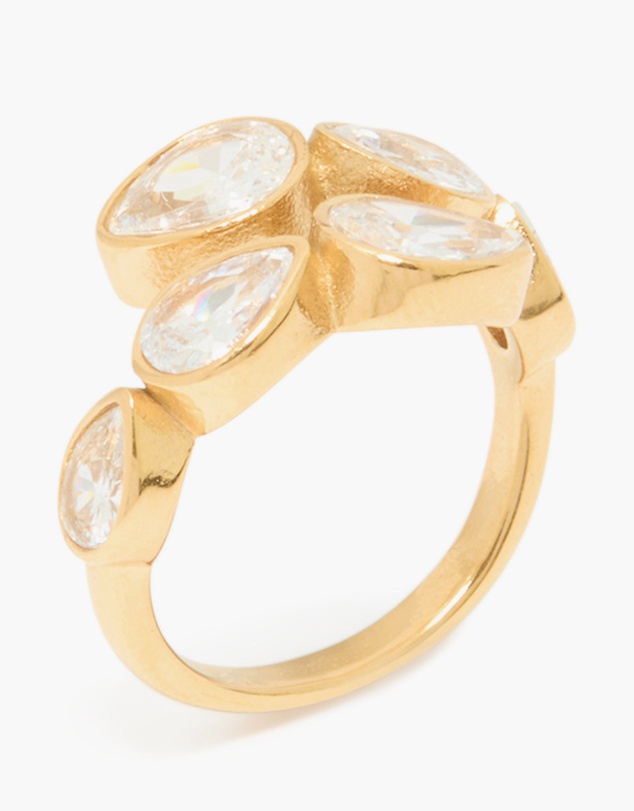 Lovisa - Waterproof Gold Plated Stainless Steel Cubic Zirconia Graduating Pear Wrap Ring
