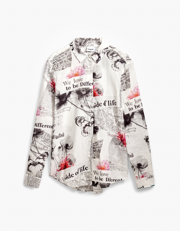 Desigual - Floral text shirt