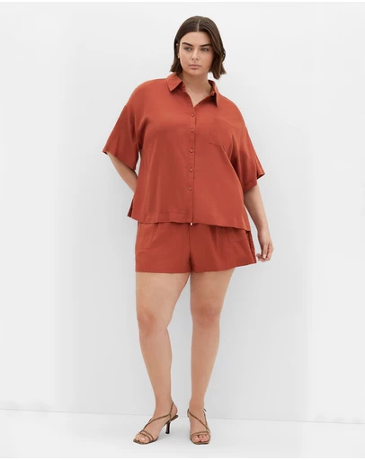 City Chic - Plus size Lyana Shirt - clay