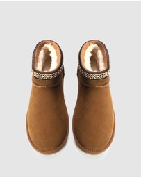 AusWooli Ugg Boots - Altona Sheepskin Wool Ankle Braid Boots