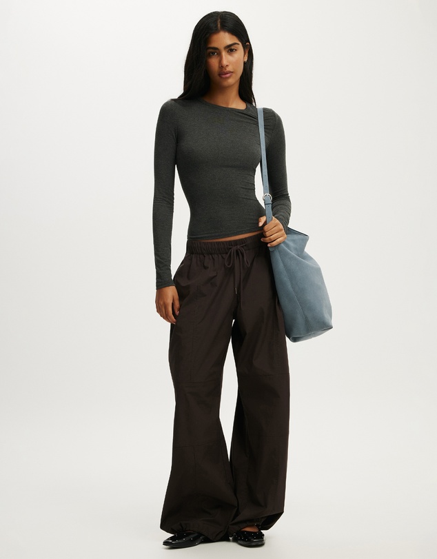 Cotton On - Sheer Layer Crew Long Sleeve Top