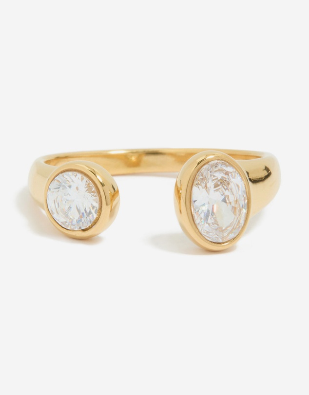 Lovisa - Waterproof Gold Plated Stainless Steel Oval & Round Cubic Zirconia Open Ring