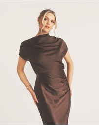 Six Stories - Batwing High Neck Satin Bridesmaid Dress