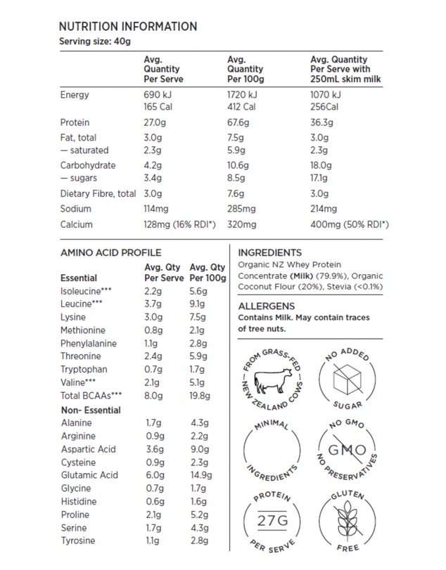 Inca Organics - Certified Organic Whey Protein Powder - Coconut