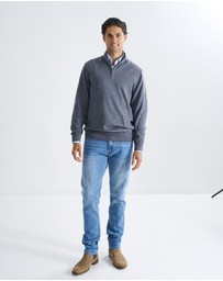 3 Wise Men - 3 Wise Men Harvey Zip Neck Merino Knit - Charcoal