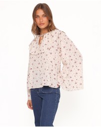 Petal & Pup - Denise Ruffle Neck Blouse - Ivory Floral