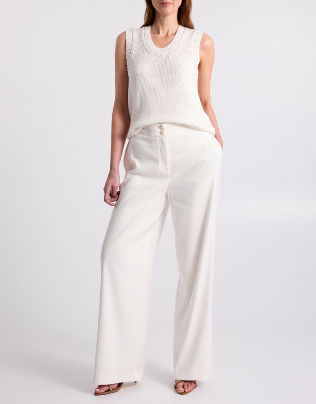 David Lawrence - Mila Wide Leg Linen Blend Pants