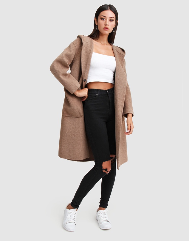 Belle & Bloom - Walk This Way Wool Blend Hooded Coat