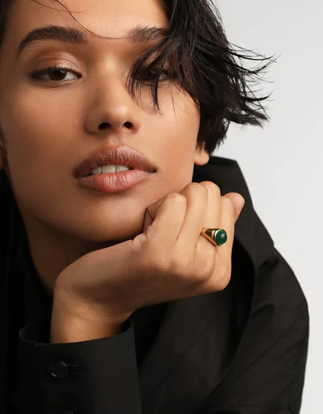 PDPAOLA - Green Aventurine Moon Ring