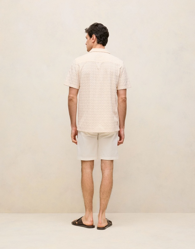 Trenery - Terry Geo Tile Camp Shirt in Parchment