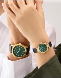 GUESS - Guess Ladies Black Gold Tone 28mm Analogue Watch