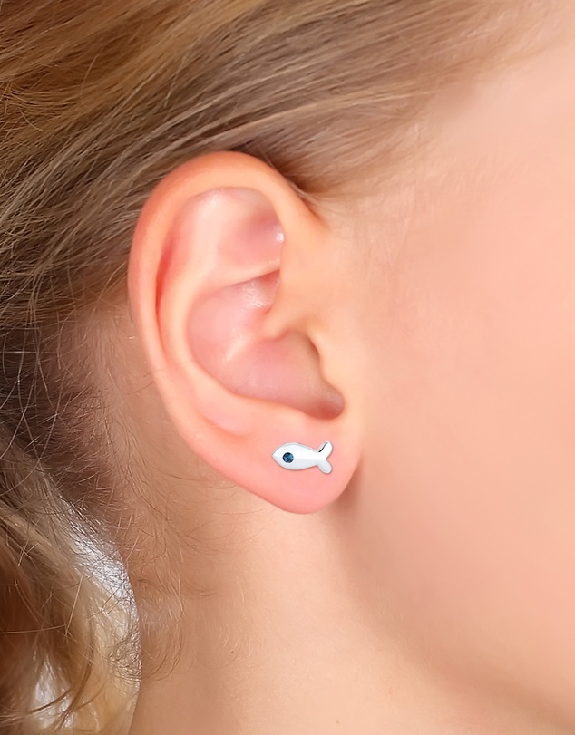 Elli Jewelry - Crystal Cat Kids Stud Earrings in 925 Silver