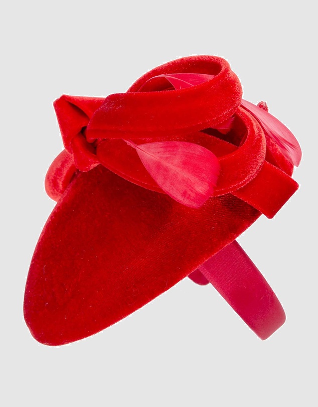Max Alexander - Velvet Red Winter Pillbox Fascinator