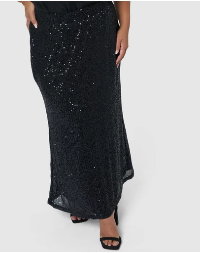Pink Dusk by Curve Project - Seducer Sequin Maxi Skirt