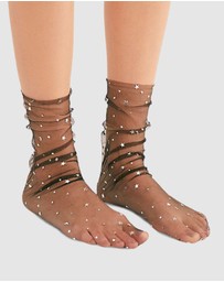 High Heel Jungle - Starry Sky Tulle Socks - Black
