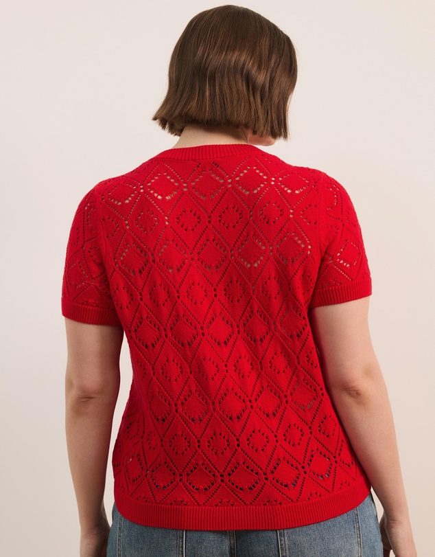Atmos&Here Curvy - Hani Short Sleeve Open Knit Cardigan