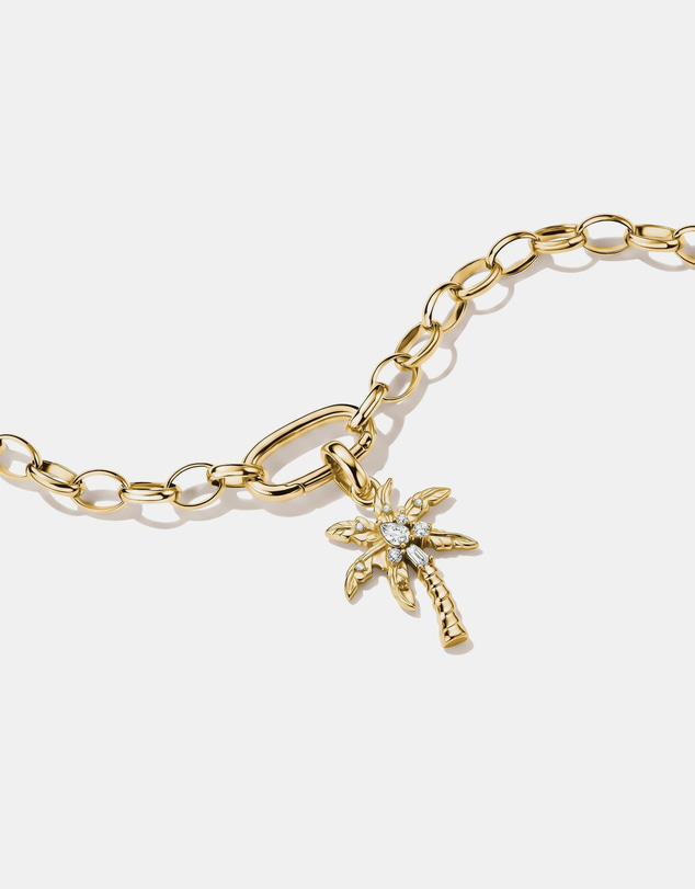 THOMAS SABO - Gold-Plated Palm Tree Charm with White Zirconia