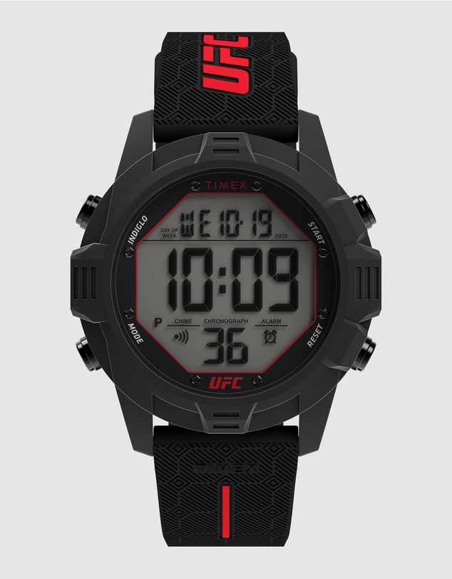 UFC - UFC Brawler 42.5mm Black Digital Dial with Two Tone Black and Red Silicone Strap