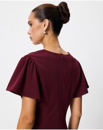Tussah - Isabella Flutter Sleeve Crepe Midi Dress