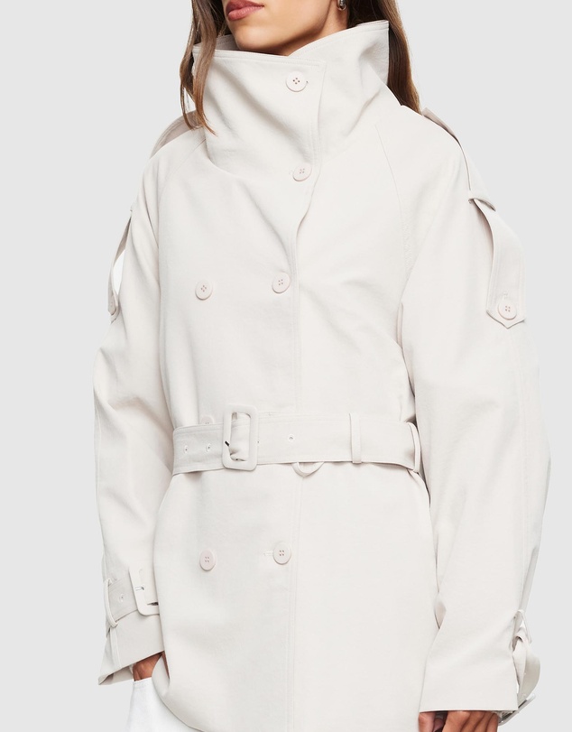 Lioness - Blanc Cropped Trench Coat - ICONIC EXCLUSIVE