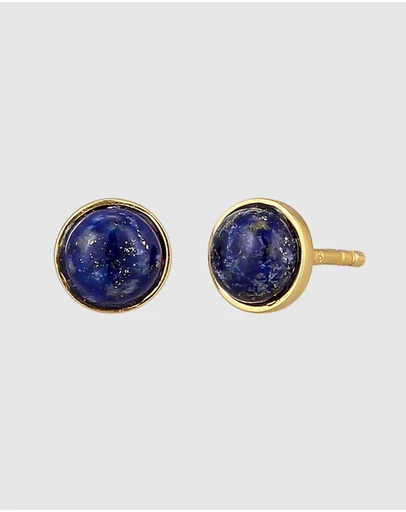 Elli Jewelry - Lapis Lazuli Stud Earrings in Gold-Plated 925 Silver