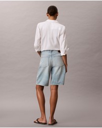 Calvin Klein Jeans - Denim Logo Tape Relaxed Bermuda Shorts
