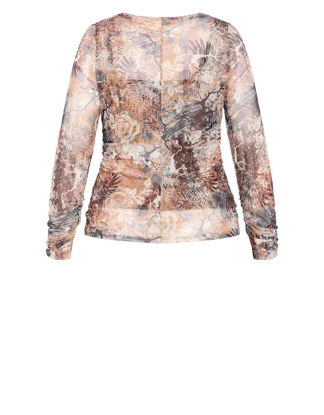 City Chic - Lauryn Ruched Print Top