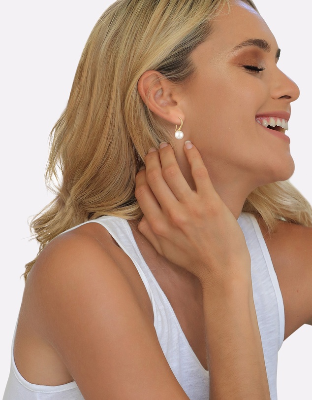 Elli Jewelry - Pearl Drop Earrings in Gold-Plated 925 Silver