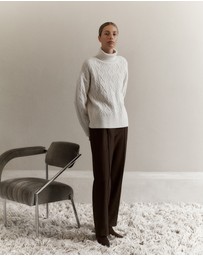Trenery - Pintucked Pull On Pant in Coffee Bean