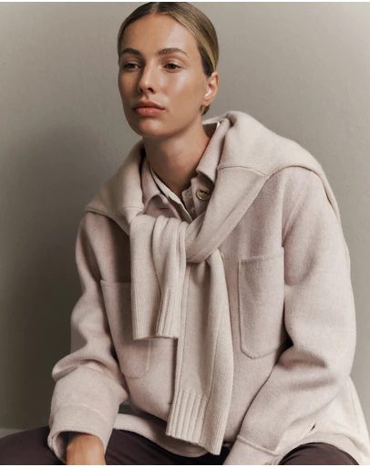 Trenery - Brushed Wool Shacket in Oatmeal Marle