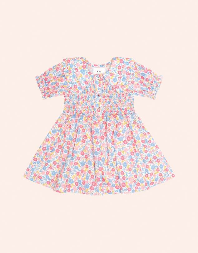 Huxbaby - Vintage Floral Shirred Collar Dress - Babies-Teens