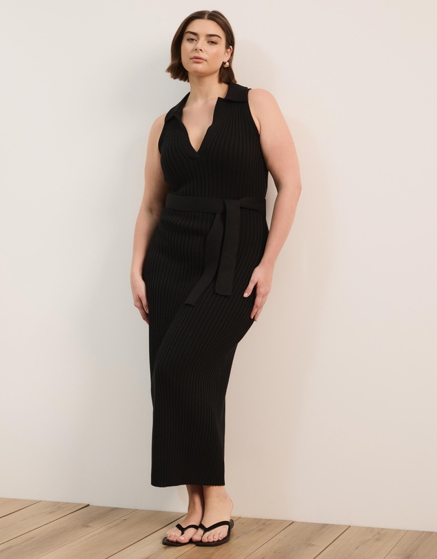 Atmos&Here Curvy - Joni Sleeveless Rib Knit Midi Dress