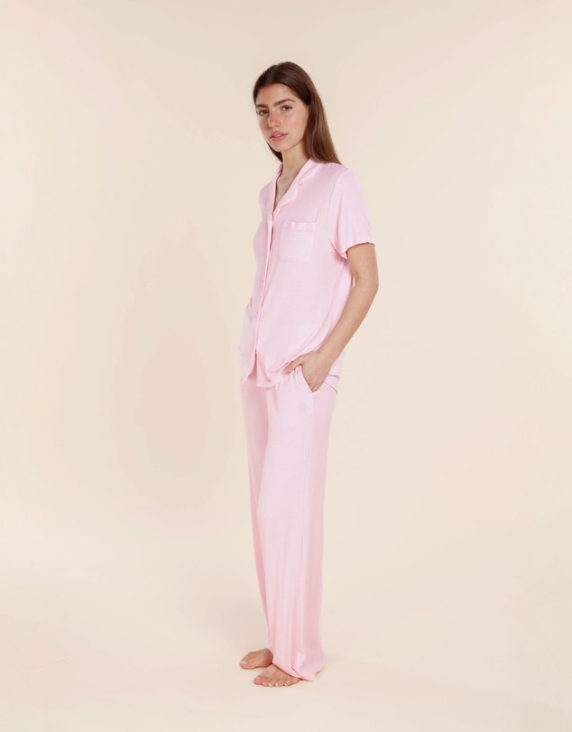 Gingerlilly - Lyon Ribbed Short Sleeve Button Up Top