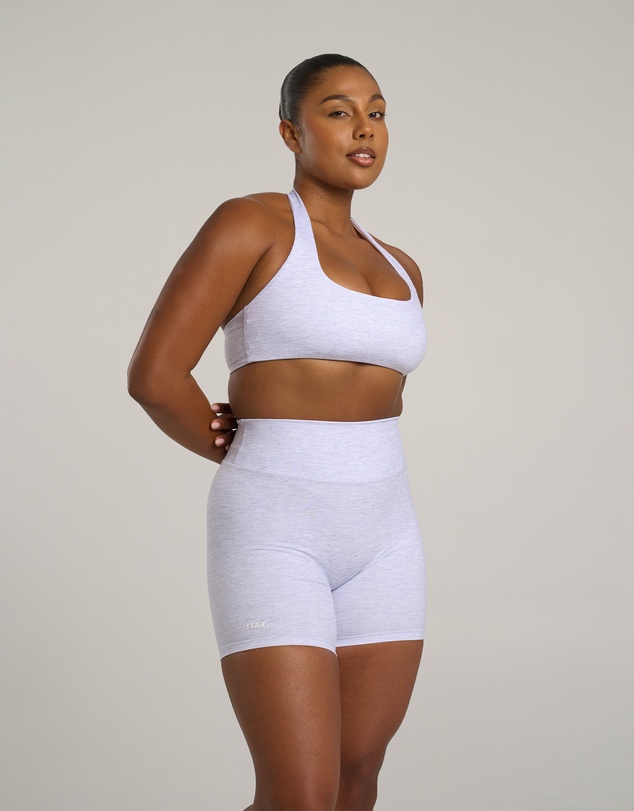STAX. - Square Neck Halter Crop Airlyte - Grey Marle