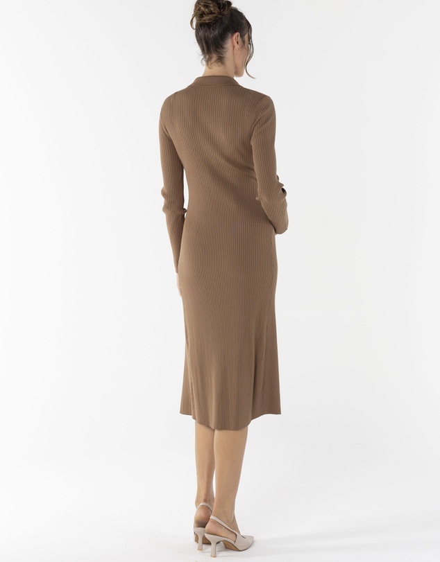 Angel Maternity - Knit Maternity Midi Dress in Camel