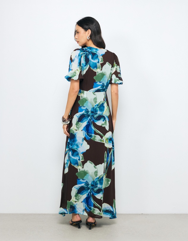 AERE - Zahra Puff Sleeve Midi Dress