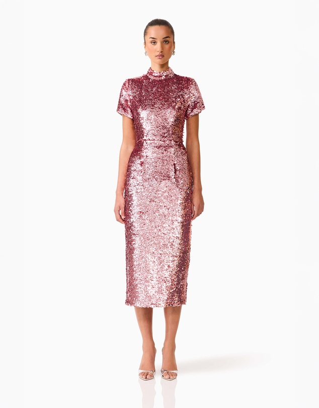 Elliatt - Alissa Cap Sleeve Midi Dress in Pink