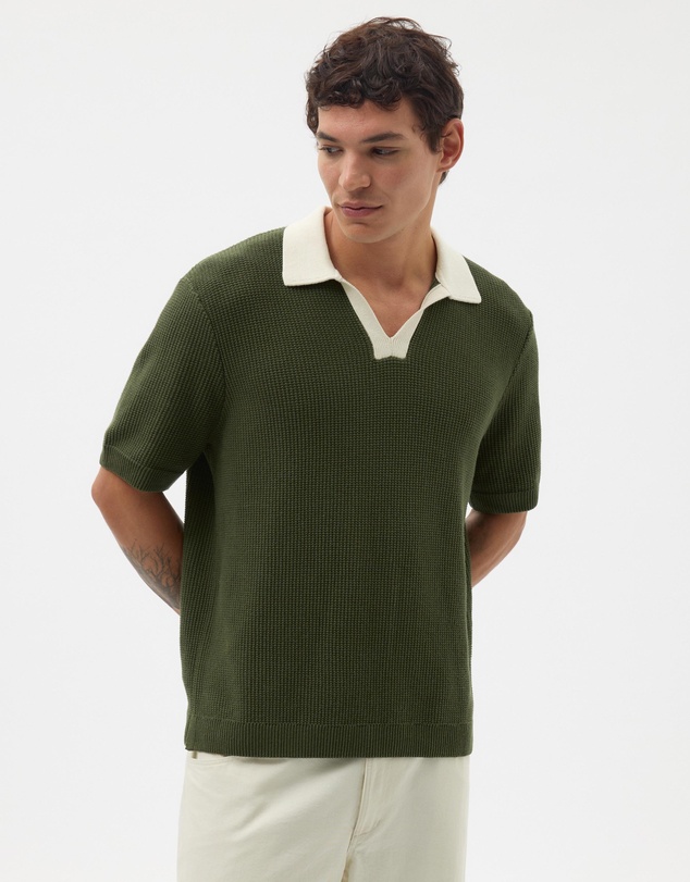 AERE - Contrast Collar Relaxed Cotton Polo