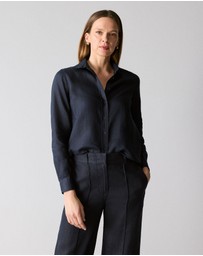 Trenery - Linen Classic Shirt in Night Sky