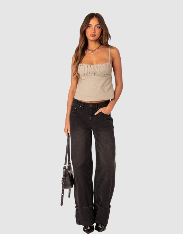 EDIKTED - Vesper Cuffed Low Rise Jeans