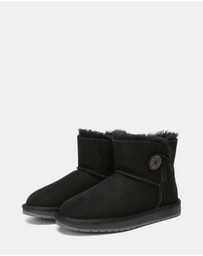 EVERAU - Australian Shepherd Ugg Mini Button Sheepskin Upper UGG Boots