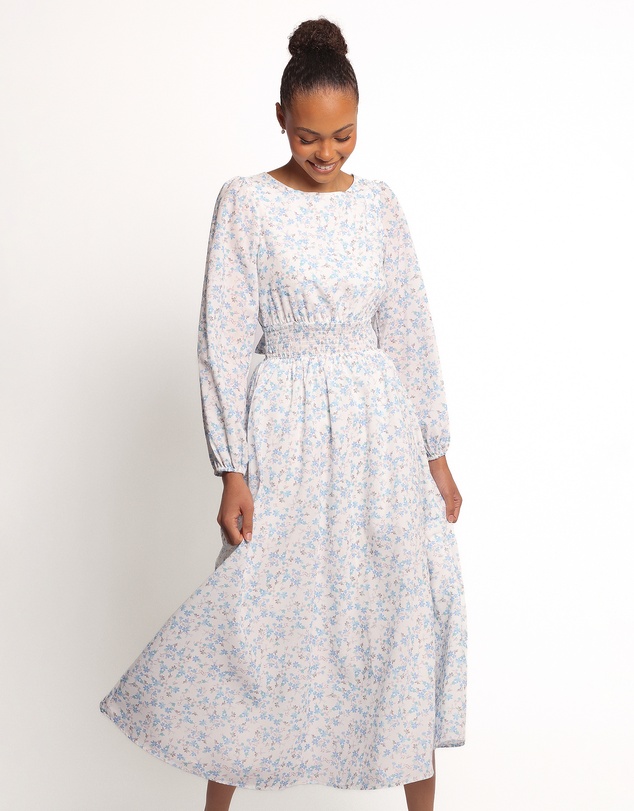 Petal & Pup - Roman Long Sleeve Maxi Dress - Blue Floral