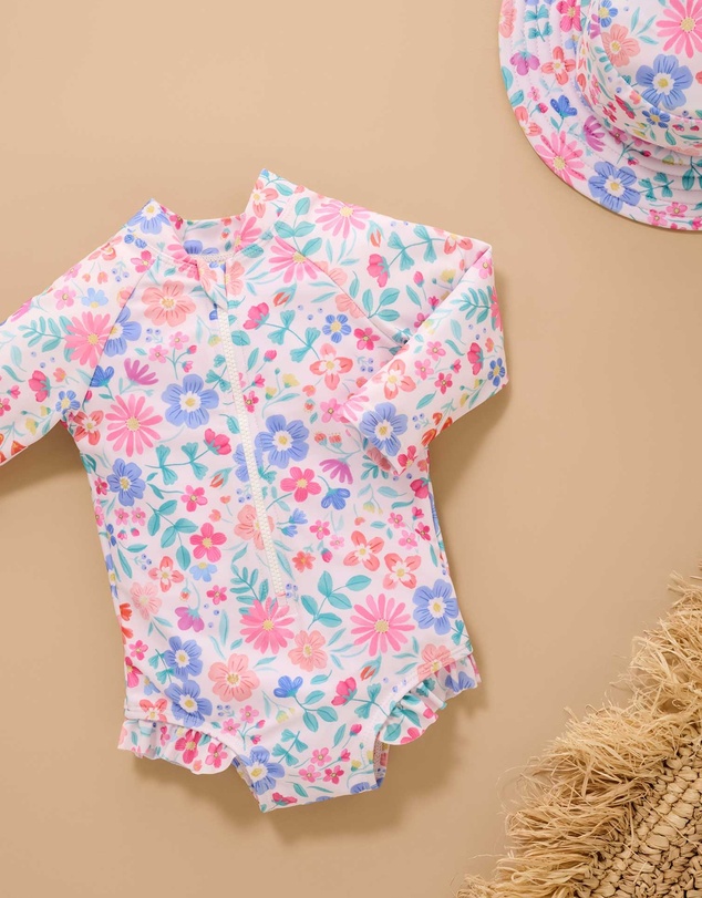 Purebaby - Printed Long Sleeve Swimsuit- Kids-Babies