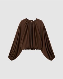 M.N.G - Gathered Blouse With Round Neckline