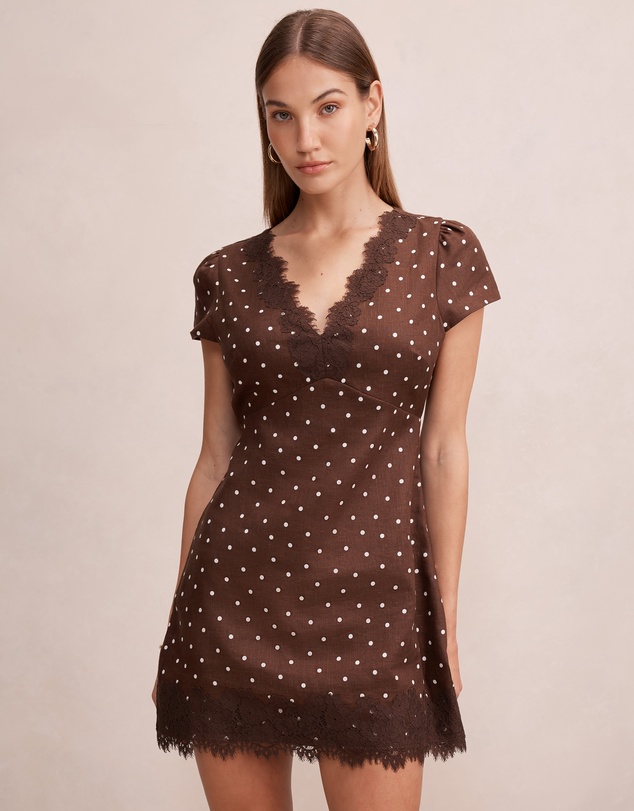 Forever New - Lexi Lace Trim Linen Mini Dress